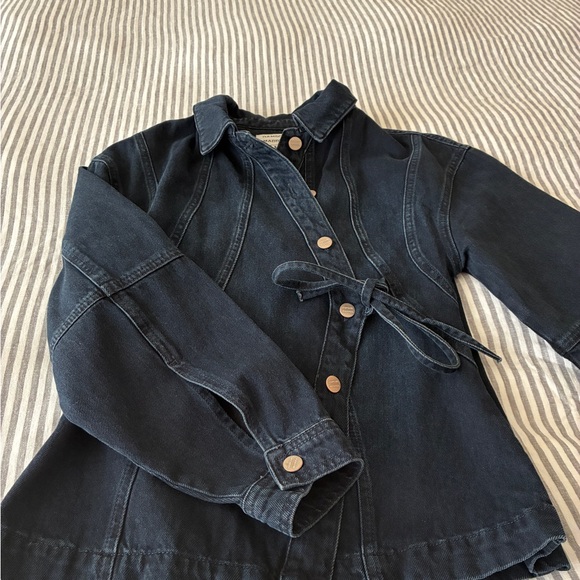 Dark Blue Women's Jean Jacket - Picture 3 of 4